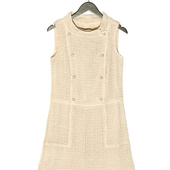 Chanel SS13 Ivory Open Knit Double Breasted Silk Sleeveless Dress - Picture 1 of 12